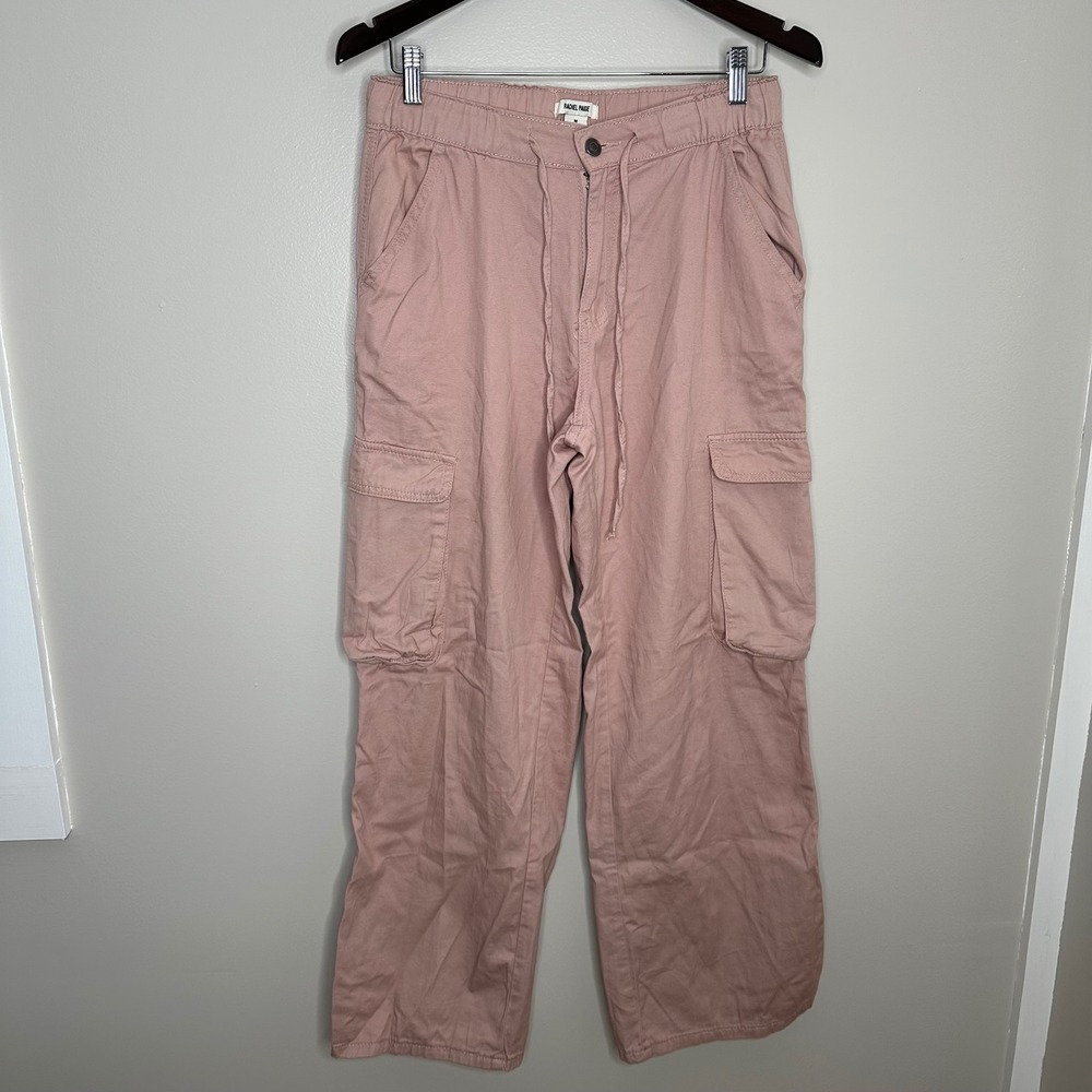 RACHEL PAIGE Women's‎ Cargo Pants Blush Pink Cotton Drawstring Waist Size M